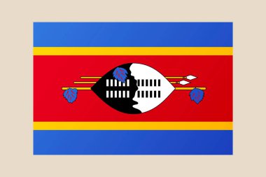 Canlı Eswatini Ulusal Bayrak Vektör İllüstrasyonu Kraliyet Afrika Sembolizmi, Kültür Mirası ve Vatanseverlik Gururu.