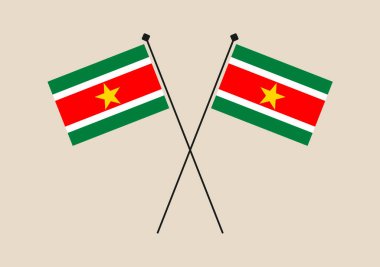 Polonyalılarla İlgili İki Çapraz Surinam Ulusal Bayrağı Düz Vektör Grafik Biçiminde Ortaklık ve Vatanseverliği Gösteriyor.