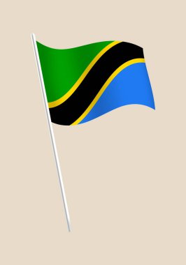 Canlı Tanzanya Bayrağı Bir Polonyalı üzerinde gururla dalgalanıyor, Ulusal Kimliği ve Afrika Vatanseverliğini simgeliyor..