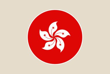 Iconic Hong Kong Bauhinia Çiçek Amblemi Modern Ulusal Sembol Tasarımı Olarak Canlı Kırmızı Çember..