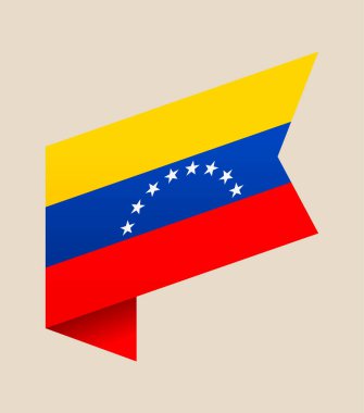 Stylize Venezuela Ulusal Bayrak Vektörü Dalgalanan Kurdele Sancağını Resmediyor, Güney Amerika Mirasını ve Vatanseverlik Gururunu Temsil Ediyor..