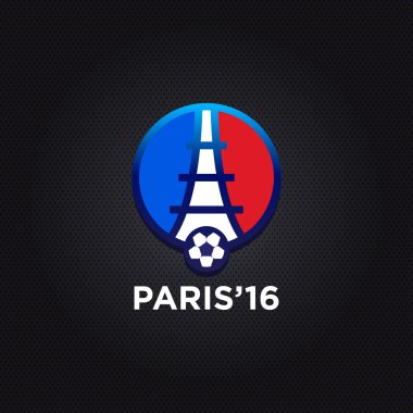 Futbol veya Futbol Fransa Euro 2016 logosu. Eyfel Kulesi Logo Paris. Simgesi tasarım. Vektör çizim