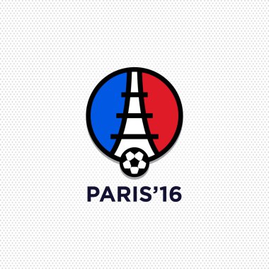 Futbol veya Futbol Fransa Euro 2016 logosu. Eyfel Kulesi Logo Paris. Simgesi tasarım. Vektör çizim