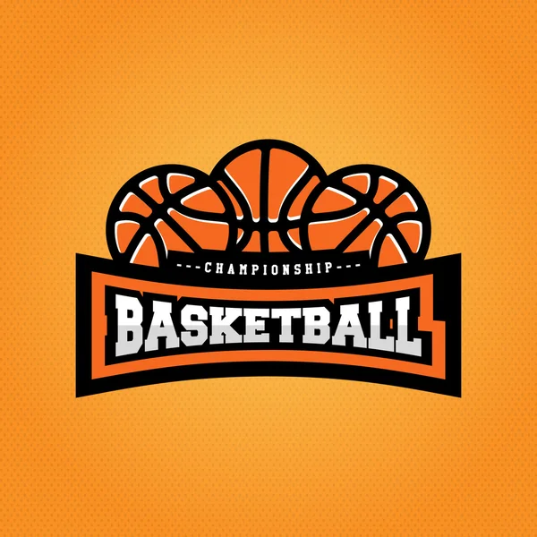 バスケット ボール選手権のロゴ。T シャツのデザイン — ストックベクタ