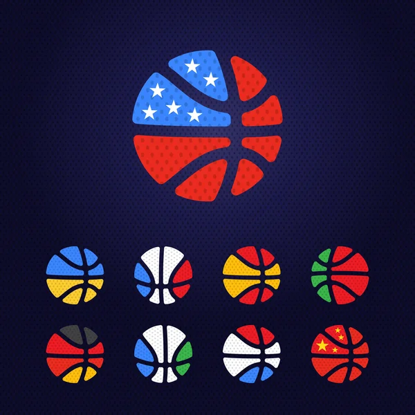 Basketbalové země vlajka logo. — Stockový vektor