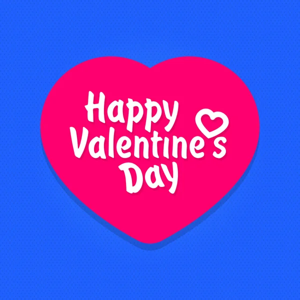 幸せなバレンタインデーのグリーティング カードを青色の背景、ベクトル図のレタリング. — ストックベクタ