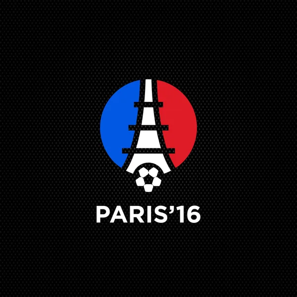 Fotboll eller fotboll Frankrike Euro 2016 logotyper. Eiffeltornet-logotypen Paris. Ikon design. Vektor Illustration — Stock vektor