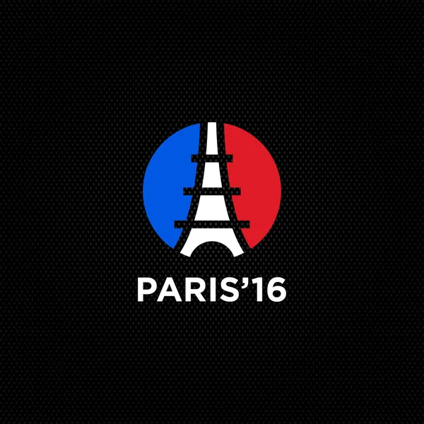Fútbol o fútbol France Euro 2016 logos. Logo Torre Eiffel París. Diseño de iconos. Ilustración vectorial — Vector de stock
