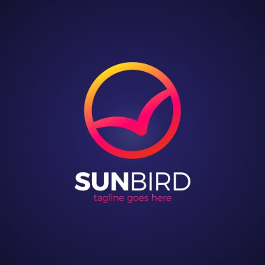 Sunrise kuş logosu. Seyahat logo.