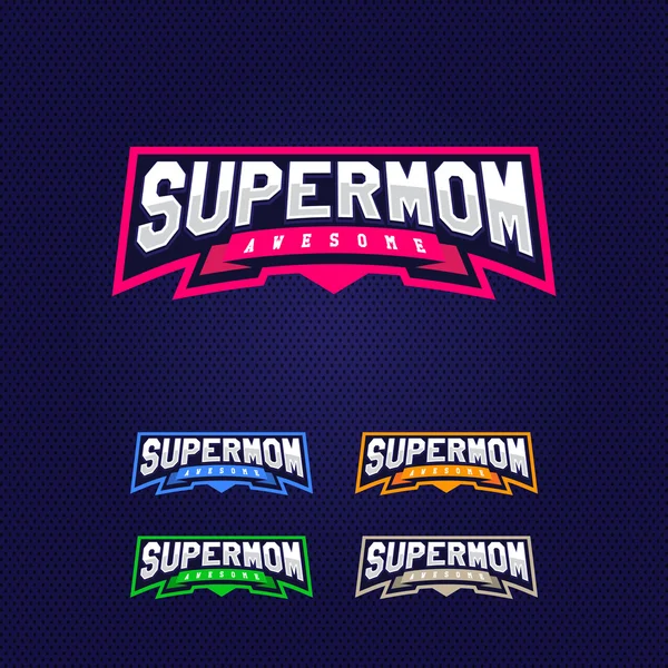 Ibu super, kekuatan super hero tipografi penuh, grafis kaos, vektor. Logo gaya sport . - Stok Vektor