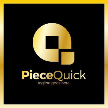 Hızlı parça - harf Q Logo. Lüks, Kraliyet altın metal