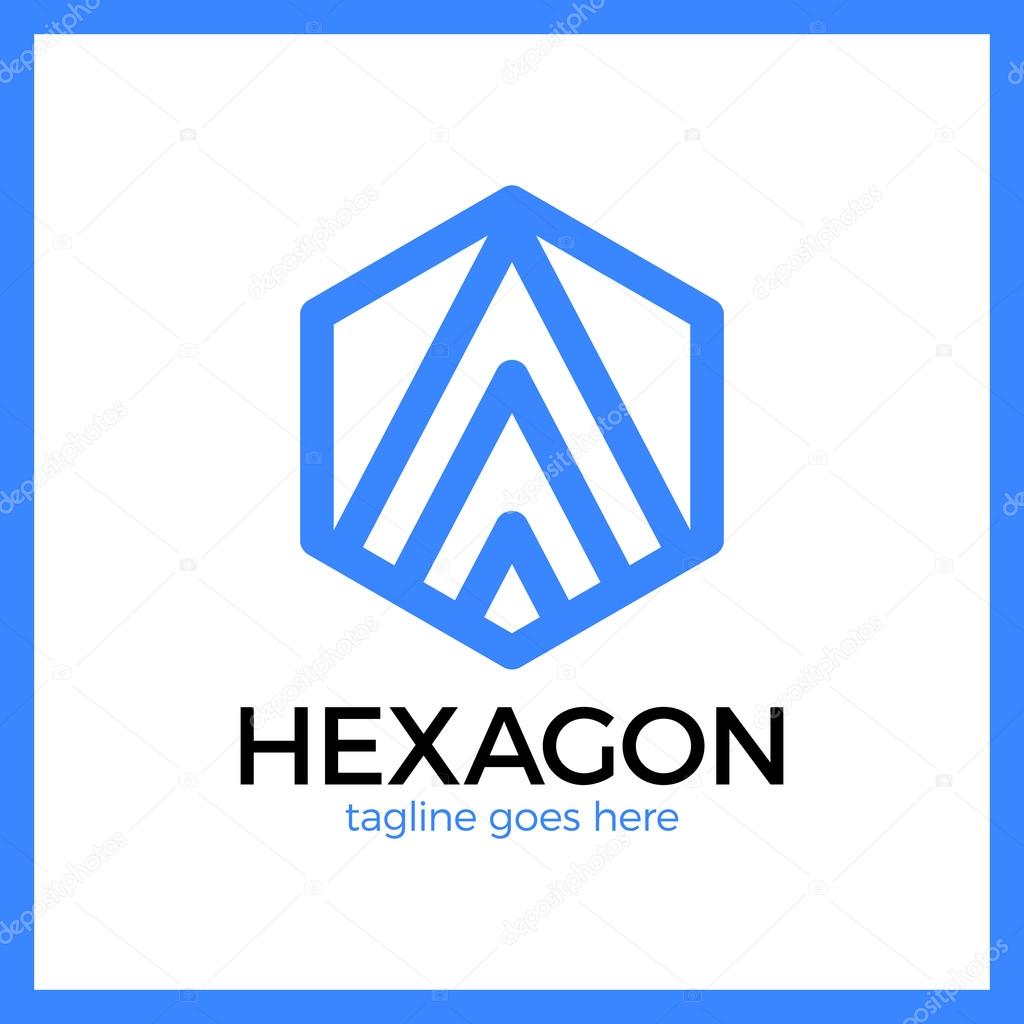 Hexa Letter A Logo. Abstract Line Hexagon