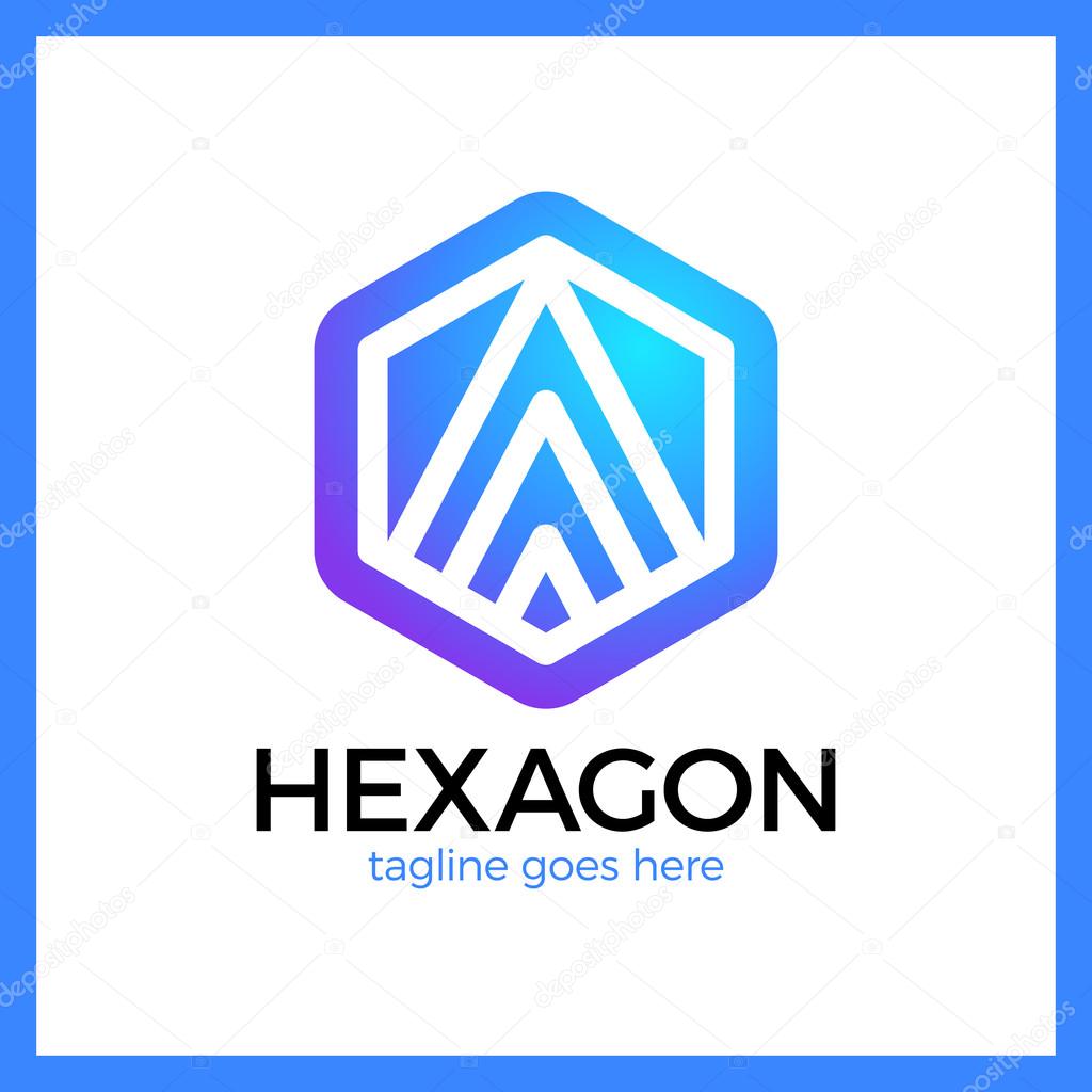 Hexa Letter A Logo. Abstract Line Hexagon