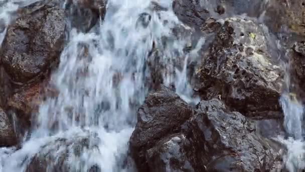 Vattenflödet Genom Stenarna Ett Vattenfall Stenar Floden Genom Vilka Vatten — Stockvideo