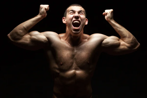 Screaming bodybuilder. — Stock Photo, Image