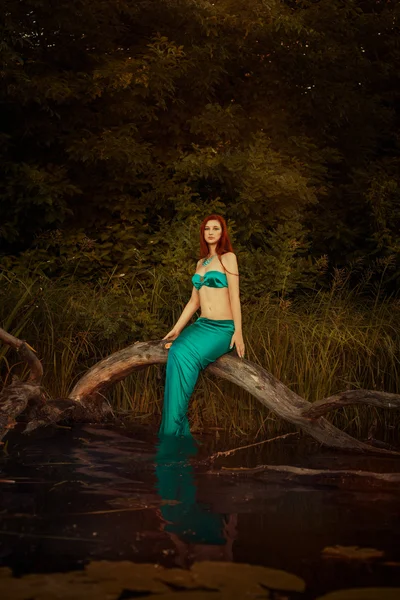 Menina sereia em um pântano . — Fotografia de Stock