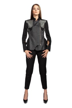 kız beyaz bir arka plan üzerinde poz.