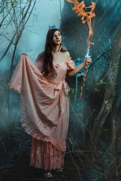 Elf girl in the fairy forest. — Stock Photo, Image