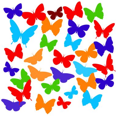 renkli izole butterflies.vector resimde kümesi