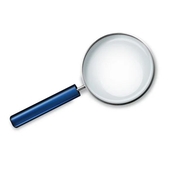 Lupa con mango azul aislado sobre fondo blanco vector ilustración — Vector de stock