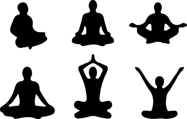 Posizioni di yoga. Icona delle sagome. Illustrazione vettoriale . — Vettoriale Stock