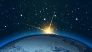 Yüksek çözünürlük Planet Earth görünümü. Dünya Dünya uzaydan bir yıldız alanda arazi ve bulutlarda gösteriliyor. Bu görüntü unsurları Nasa tarafından döşenmiştir