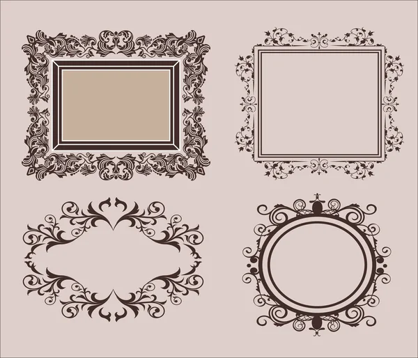 Wicker lines and old decor elements in vector. Vintage borders  frame in set.  page decoration.  for wedding album or restaurant menu. Calligraphic design — Stock Vector