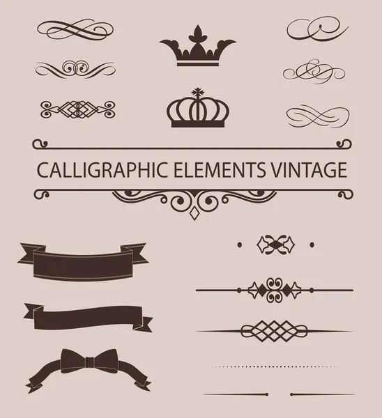 Vector set kalligrafische ontwerpelementen en pagina decoratie scheidingslijnen — Stockvector