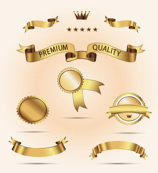 Set of Superior Quality and Satisfaction Guarantee Ribbons, Labels, Tags. — Stock Vector