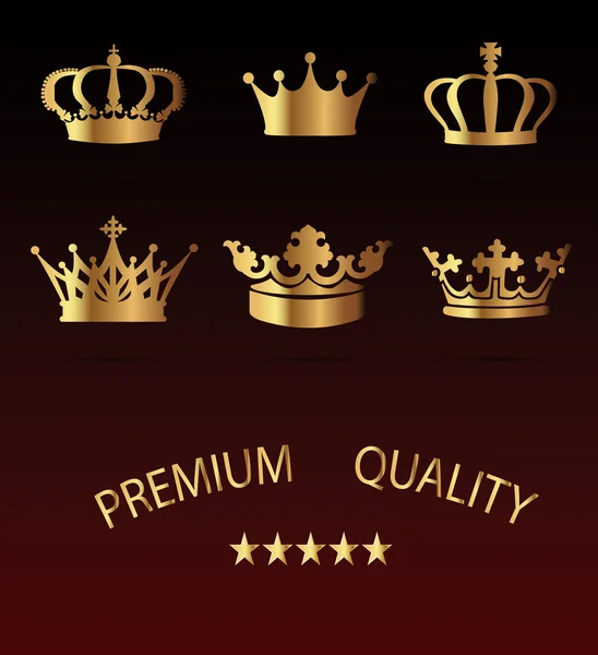 Crown Icons Set - Isolato su sfondo nero - Illustrazione vettoriale, Grafica, Montabile per il vostro disegno — Vettoriale Stock