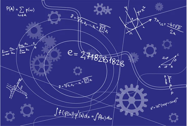 Sinais de geometria matemática em fundo azul — Vetor de Stock