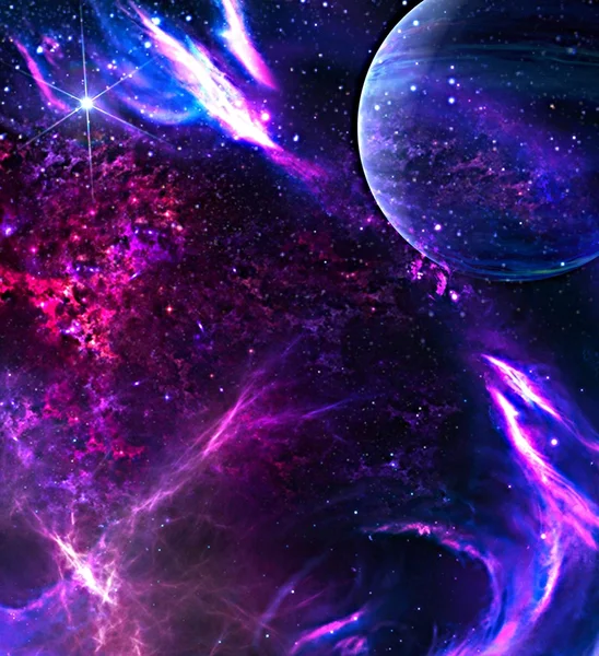 Galaxy achtergrond met planeet — Stockfoto