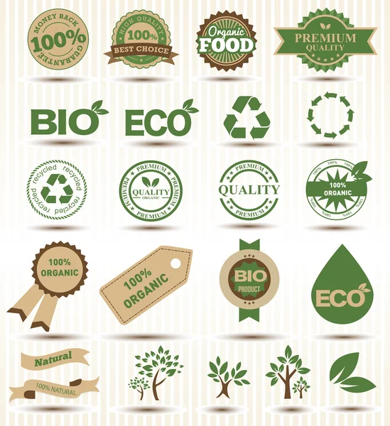 Ange etiketter och emblem av ekologi och miljö — Stockfoto