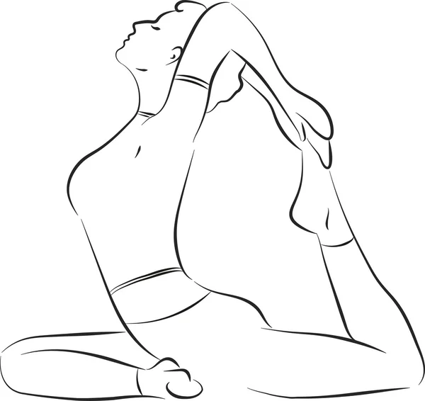 Jonge vrouw training in yoga asana - duif pose geïsoleerd — Stockvector