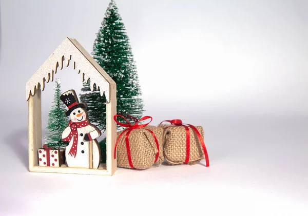 Christmas White Background Toys — Stock Photo, Image