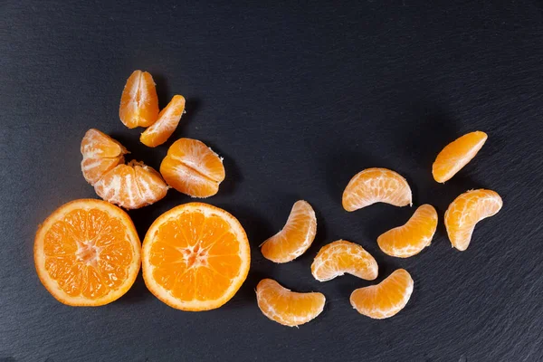 Zitrusmandarinen Von Oben Geschälte Mandarinen Mandarine Saftige Reife Frucht — Stockfoto