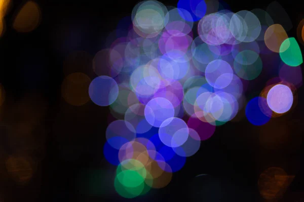 Luce Bokeh Offuscata Sfondo Scuro Natale Capodanno Decorazione Vacanze — Foto Stock