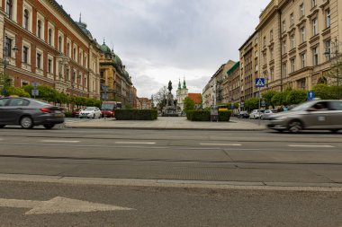 18 april 2025 Krakow, Poland. Matejko Square, The central element of the square is the Grunwald Monument commemorating the 500th anniversary of the Battle of Grunwald