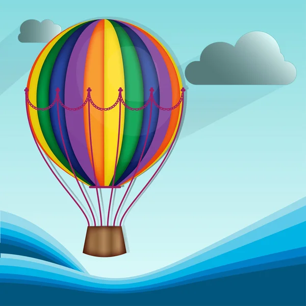 Horkovzdušný balón a mraky s mořem — Stock fotografie