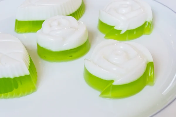 Coconut Jelly, rose and leaf shape — Stock Photo, Image