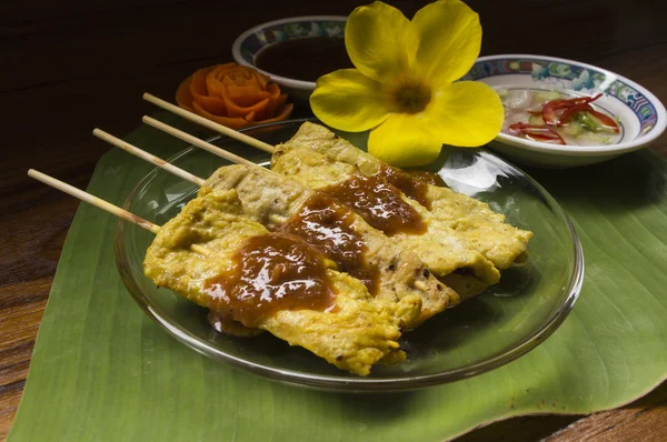 Moo satay, satay di maiale, cucina tailandese Natura morta — Foto Stock
