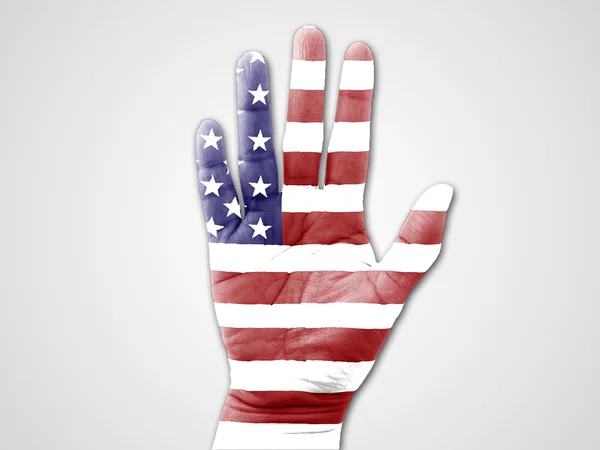 American flag on hand with a white background. — Stock Photo, Image