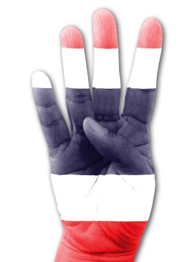 Zafer, galibiyet, başarı - Isola sembolü olarak boyalı Tayland bayrağı