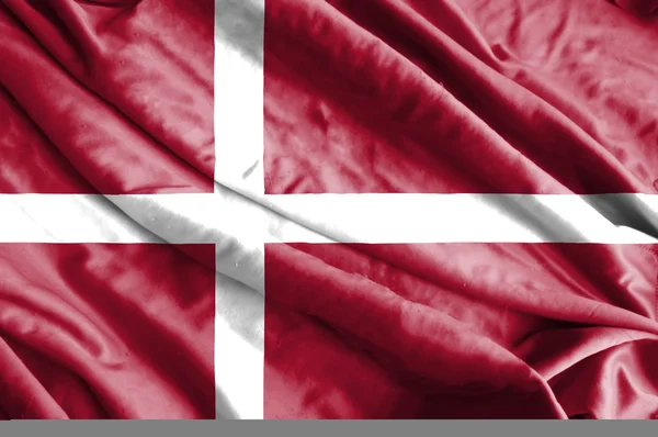 Waving flag of Denmark. Flag has real fabric texture. — Stock Photo, Image