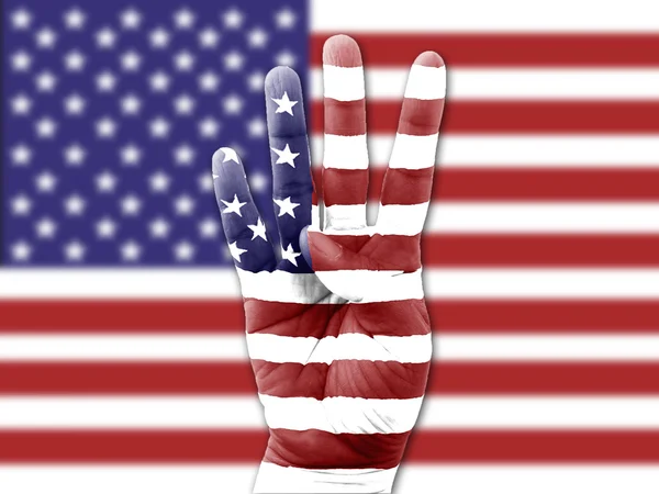 Drapeau main femme USA drapeau fond — Photo
