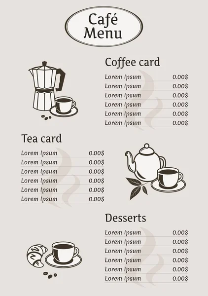 Kafe menü tasarımı. Vektör illüstrasyonu.