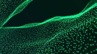 Soyut Dalgalar Animasyonu. Teknoloji Parçacık Arkaplanı 4K. Akışkan Parlak Parçacıklar Arkaplanı. 