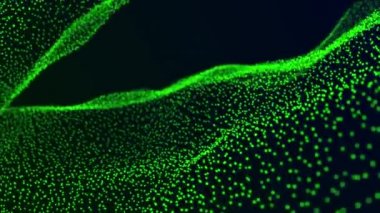 Soyut Dalgalar Animasyonu. Teknoloji Parçacık Arkaplanı 4K. Akışkan Parlak Parçacıklar Arkaplanı. 