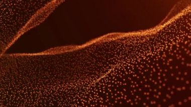 Soyut Dalgalar Animasyonu. Teknoloji Parçacık Arkaplanı 4K. Akışkan Parlak Parçacıklar Arkaplanı. 