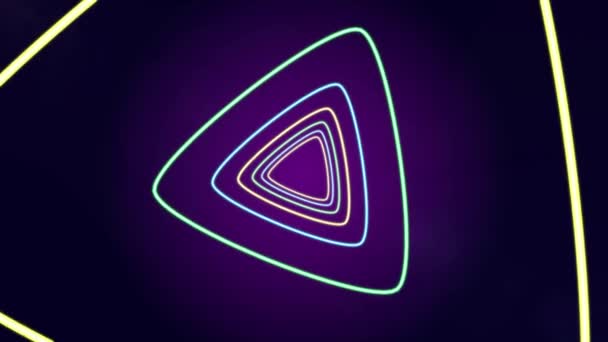 在抽象的霓虹灯隧道飞行 无缝圈 数字技术运动图形 发光的未来主义隧道4K — 图库视频影像